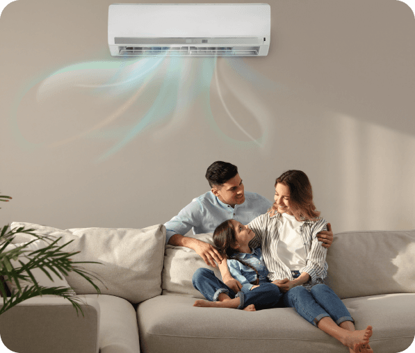 Family enjoying air conditioning